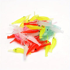 50pcs Soft Shrimp Lures Luminous Artificial Baits for Bass Crappie