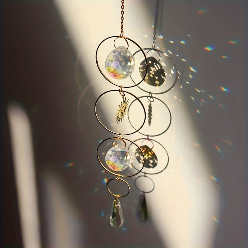 Crystal Sun Catcher Wind Chime Metal Pendant Home Decor
