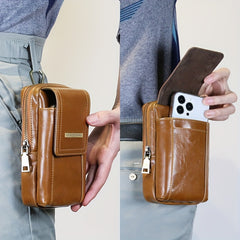 Vintage PU Leather Large Capacity Phone Storage Bag for Men
