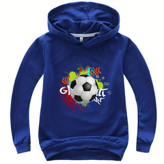 Boys Football Print Hooded Sweatshirt