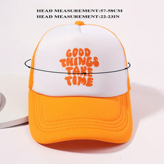 Printed Mesh Trucker Hat Block Baseball Cap Unisex Dad Hat
