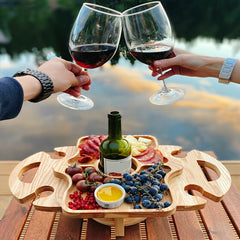 Wooden Foldable Table with Holder 2 in 1 for Camping and Garden Party