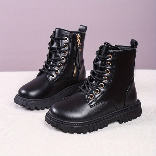 Stylish Girls' High Top Leather Combat Boots for Fall Winter