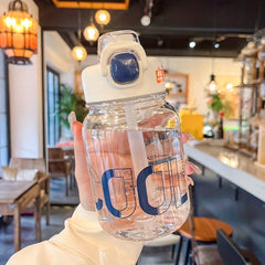 680ml Transparent Straw Water Cup Large Capacity Portable Plastic Bottle