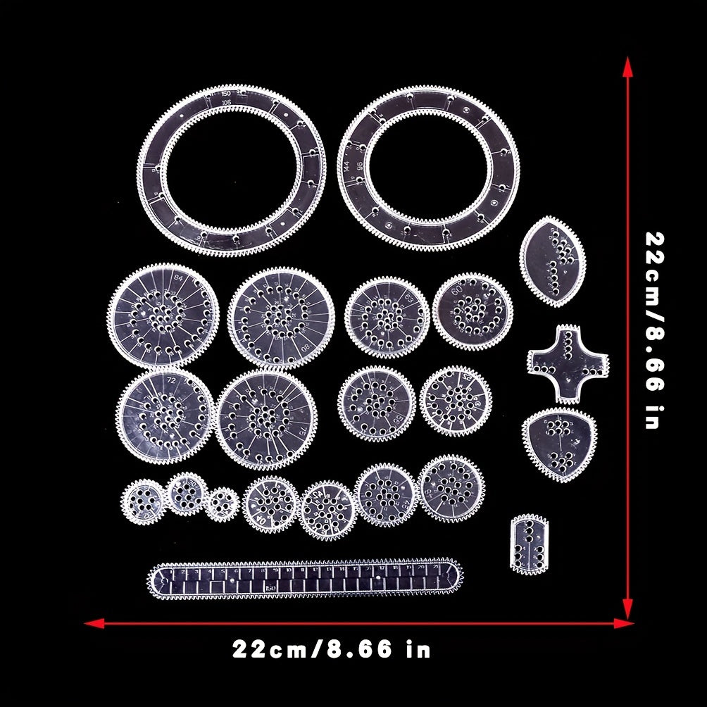 22pcs Spirograph Drawing Set Geometric Ruler Creative Educational Kids Toy
