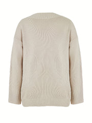 Casual V Neck Long Sleeve Sweater Women's Clothing