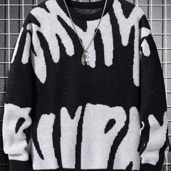 Men's Abstract Graphic Sweater Casual Pullover for Fall and Winter