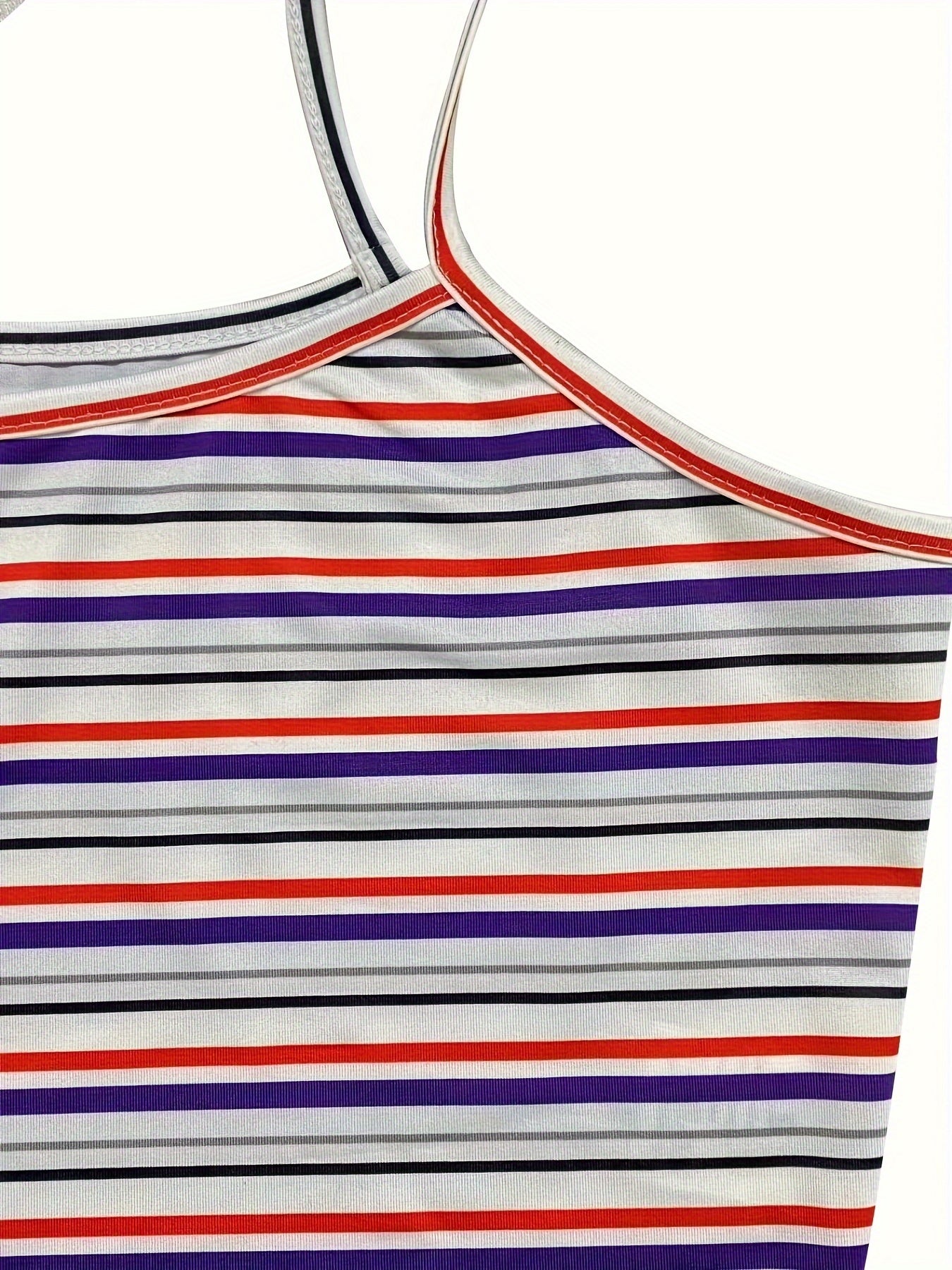 Colorblock Striped Pajama Set Sleeveless Cami Top & Shorts Women's Loungewear