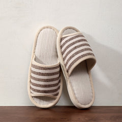 Men's Open Toe Striped House Slippers Anti-Skid Indoor Shoes