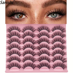14 Pairs Fluffy False Eyelashes 15mm Long Dramatic Faux Mink Strip 3D Lashes
