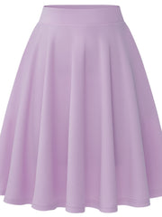 Casual Slim Skater Skirt High Waisted Solid Skirt