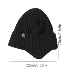 Men's Warm Velvet Lined Beanie Hat Set for Winter