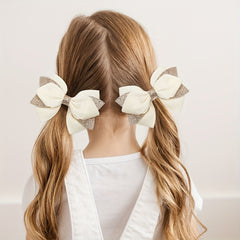 Glitter Ribbon Hair Bows Set - Princess Hair Accessories for Girls' Parties
