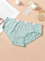 5pcs Letter Tape Briefs Stretchy Intimates Panties Women's Lingerie