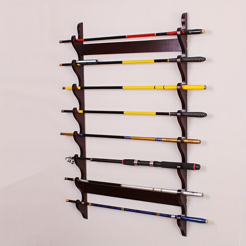 8 Hole Wooden Rod Holder for Organizing Fishing Rods
