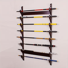 8 Hole Wooden Rod Holder for Organizing Fishing Rods