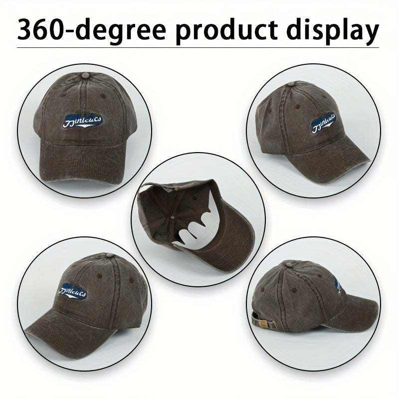 Unisex Sunshade Wide Brim Baseball Cap with Letter Embroidery