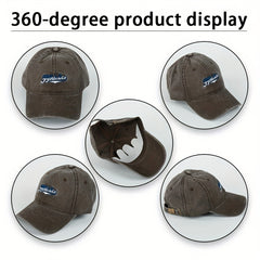 Unisex Sunshade Wide Brim Baseball Cap with Letter Embroidery