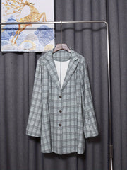 Plaid Print Long Sleeve Blazer