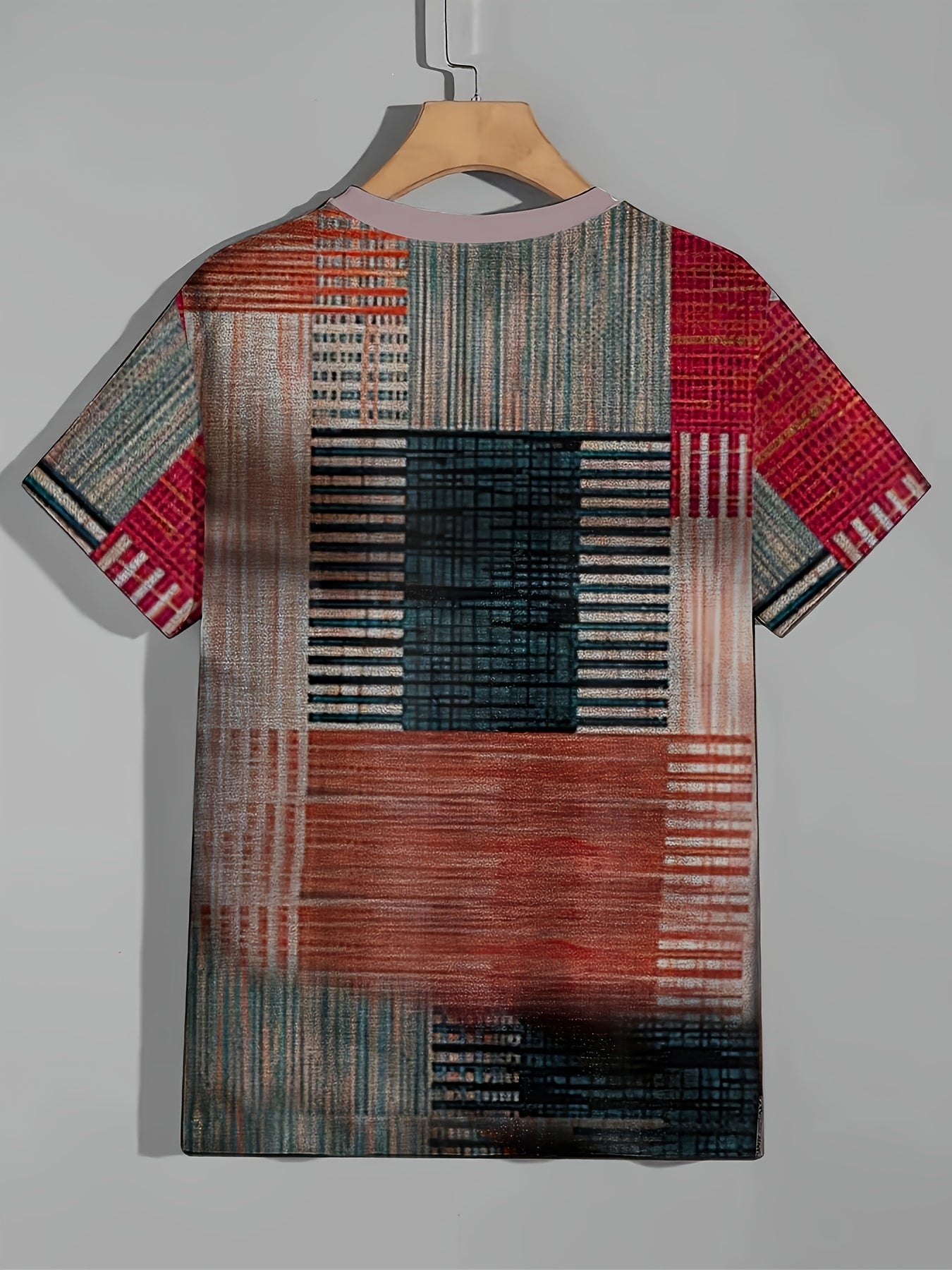 Vintage Style Printed Tee Shirt Men's Casual Street Style Stretch Round Neck Tee