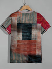 Vintage Style Printed Tee Shirt Men's Casual Street Style Stretch Round Neck Tee