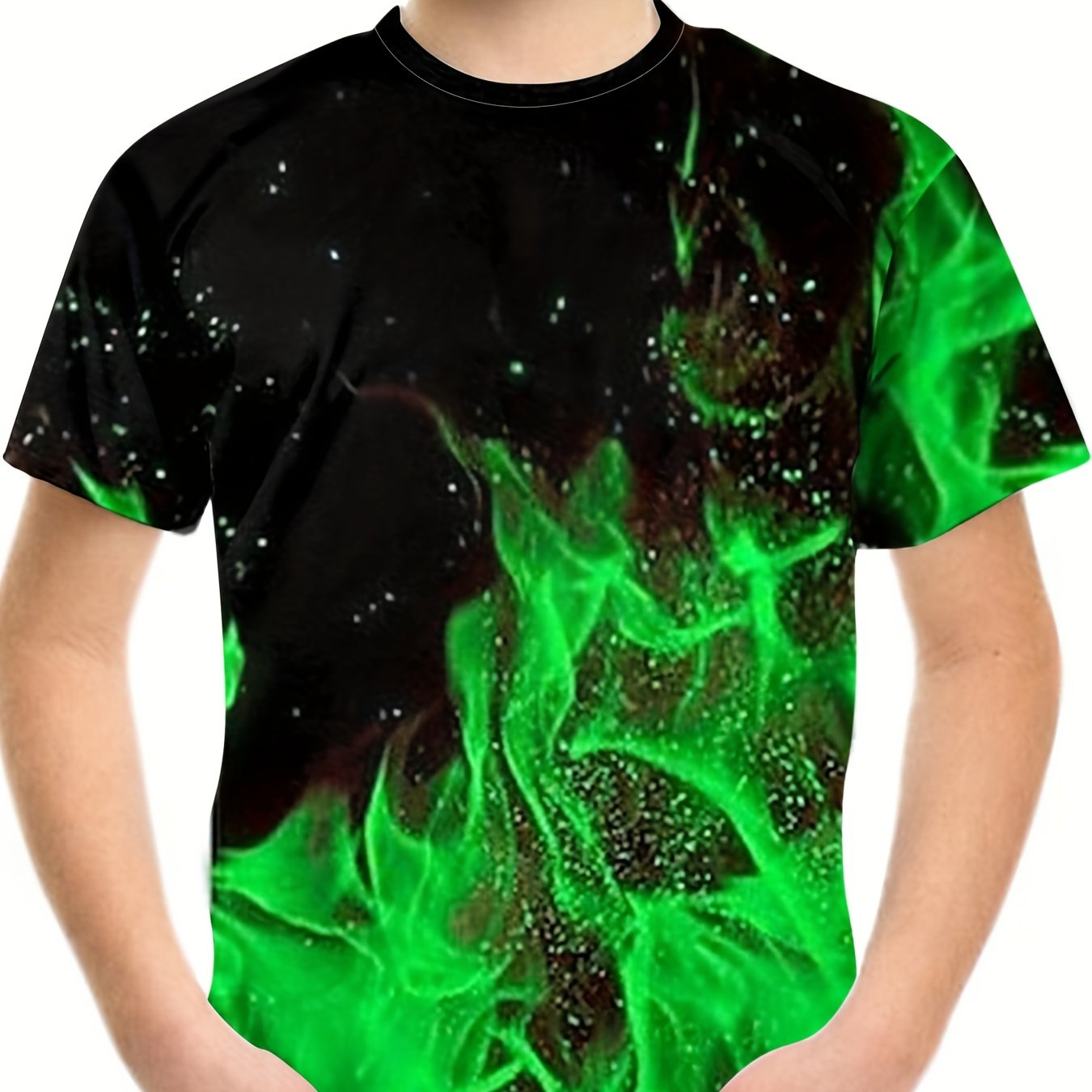 Boys Flames Graphic Tee Breathable Summer Shirt
