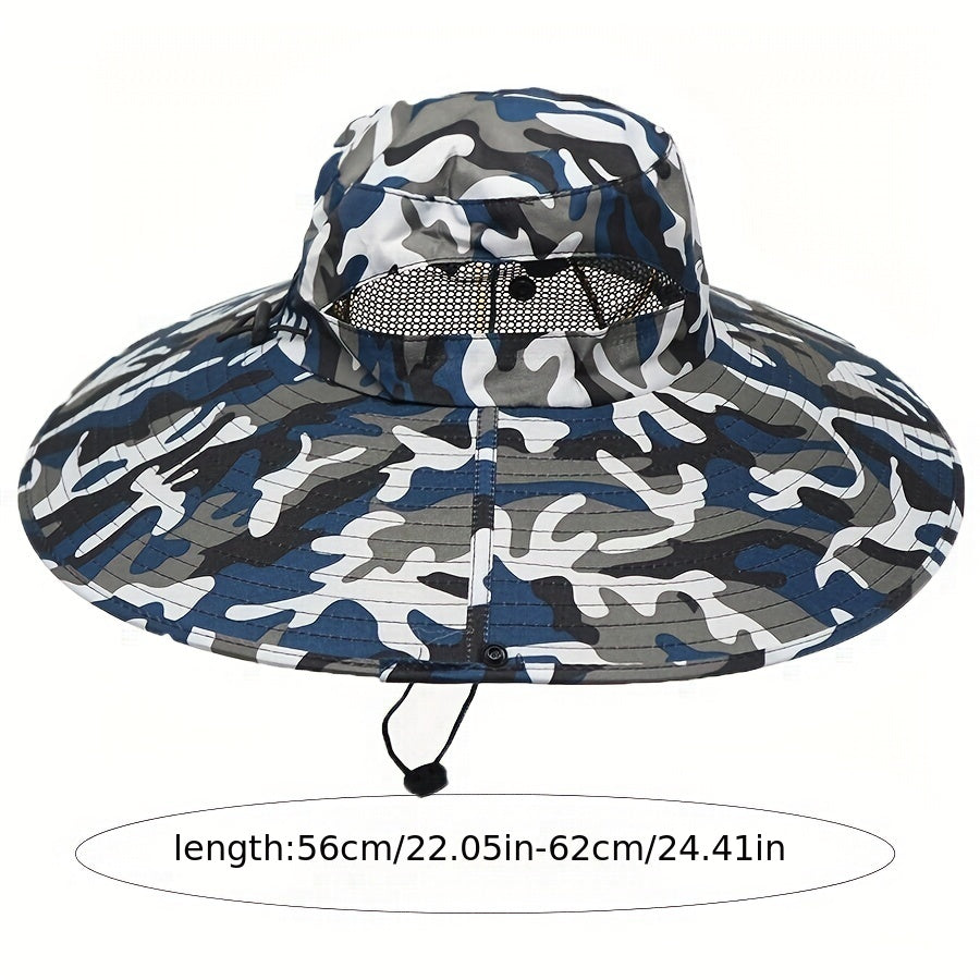 Camouflage Sun Hat Boonie Hat Mesh Breathable Adjustable Outdoor Fishing Bucket