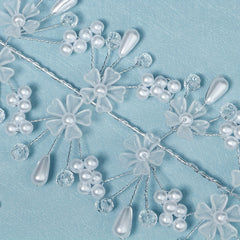 Bridal Flower Head Piece Faux Pearl Hairband with Bobby Pin