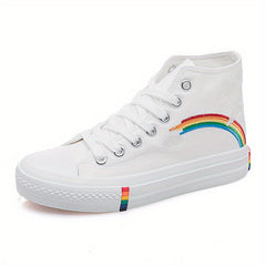 Women's Rainbow Pattern Canvas Mid Top Sneakers