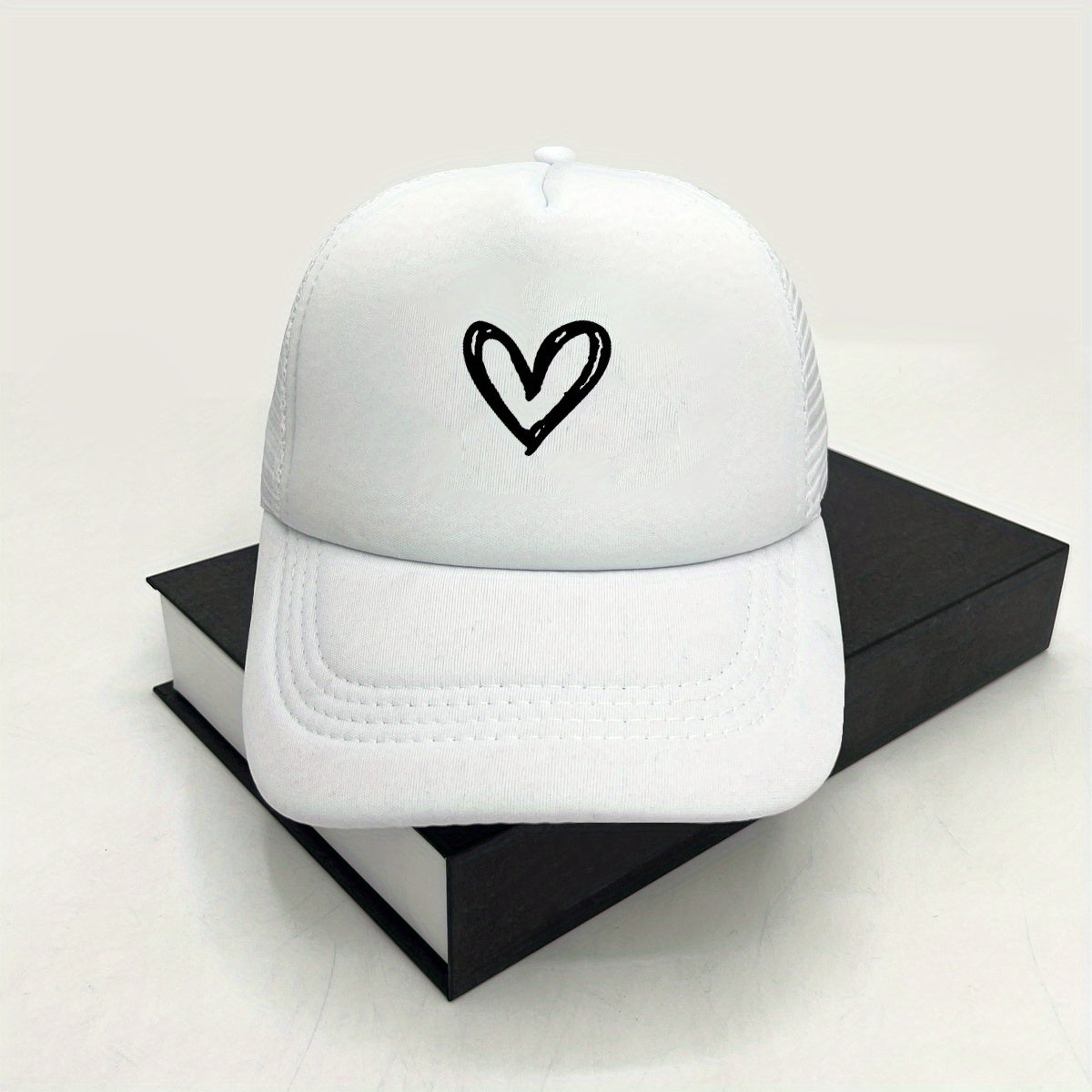 Heart Print Trucker Hat Baseball Cap Unisex Adjustable Couple Dad Hats
