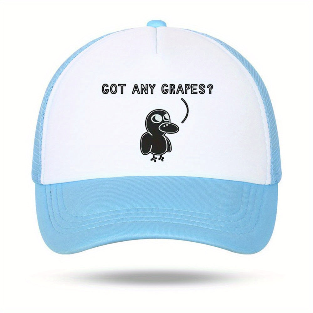 T ANY GRAPES Print Breathable Sunshade Mesh Hat Baseball Cap Driver Hat