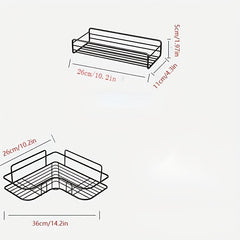 Adhesive Corner Shower Shelf with Hooks and Soap Holder