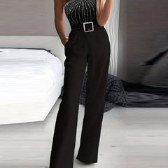 Sparkling Rhinestone Wide Leg Jumpsuit