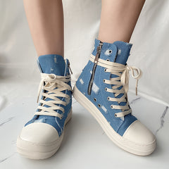 Women's Lace Up High Top Solid Sneakers