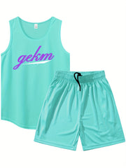Men's Tank Top & Drawstring Shorts Set for Fitness