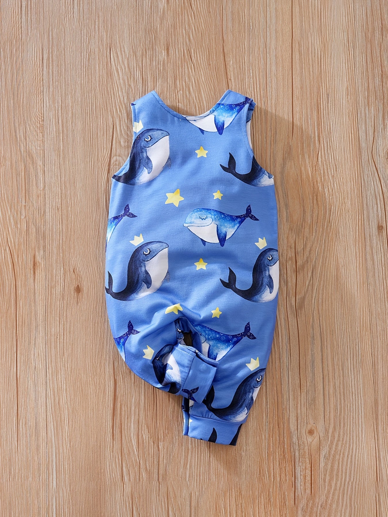 Baby Boys Whale Print Sleeveless Romper Comfortable Breathable