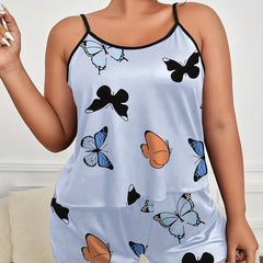 Butterfly Print Cami Top & Shorts Pajamas Set