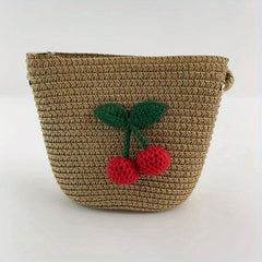 Kids Princess Beach Hat Sun Hat Cherry Straw Hat For Girls