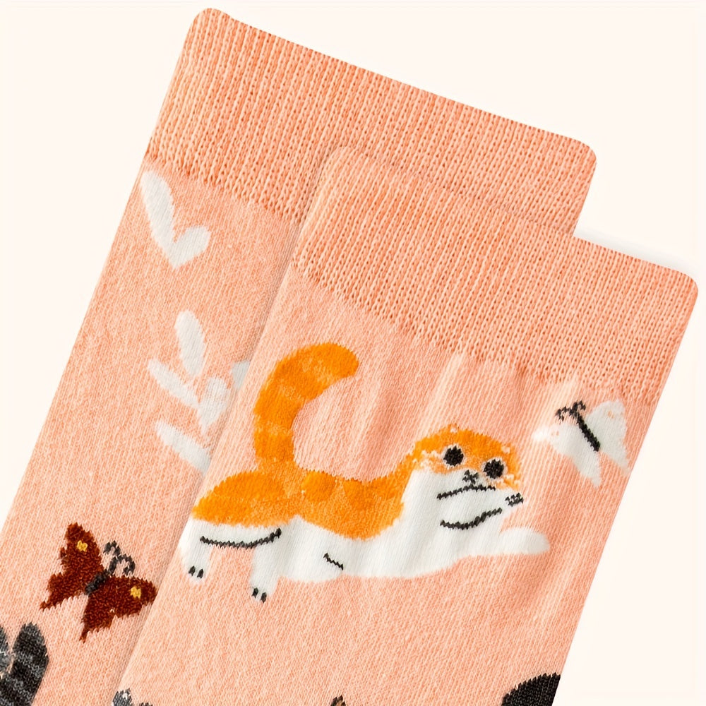 Cartoon Cat Print Socks Women's Stockings & Hosiery