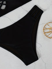 Criss Cross Front Hollow Out 2 Piece Bikini Set
