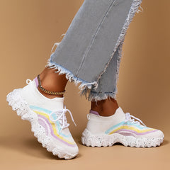 Women's Comfort Lace-Up Sneakers Breathable Walking Shoes