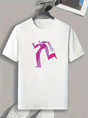 Geometric Runner Print Men's Comfy T shirt for Summer