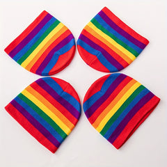 Rainbow Striped Knitted Hat Warm Woolen Hat