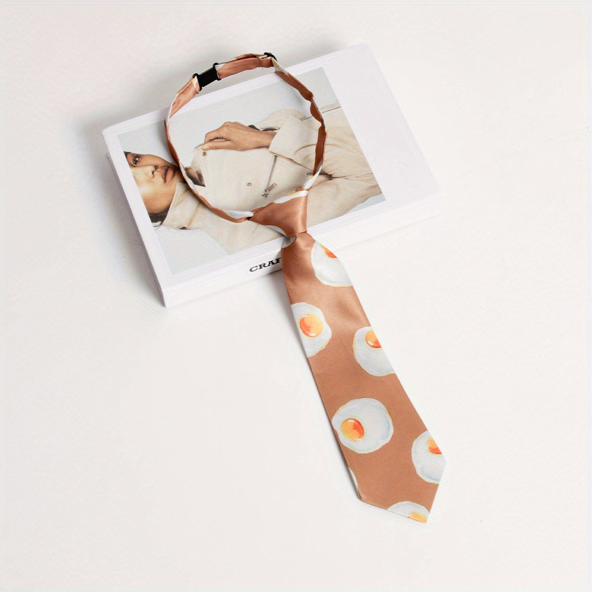 Poached Egg Print Shirt Bow Tie for Women