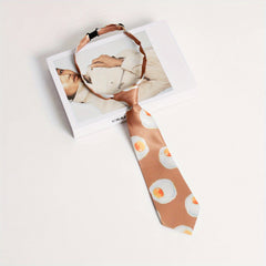 Poached Egg Print Shirt Bow Tie for Women