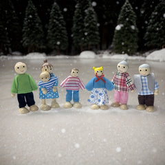 Wooden Articulated Family Portrait Doll Set Various Figures Christmas Decor