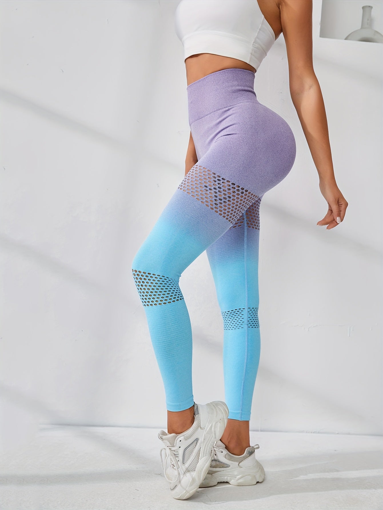 High Waist Gradient Yoga Pants Quick Drying Compression Leggings