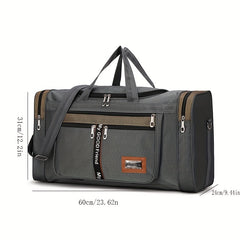Large Capacity Duffel Bag with Double Zipper and Adjustable Shoulder Straps