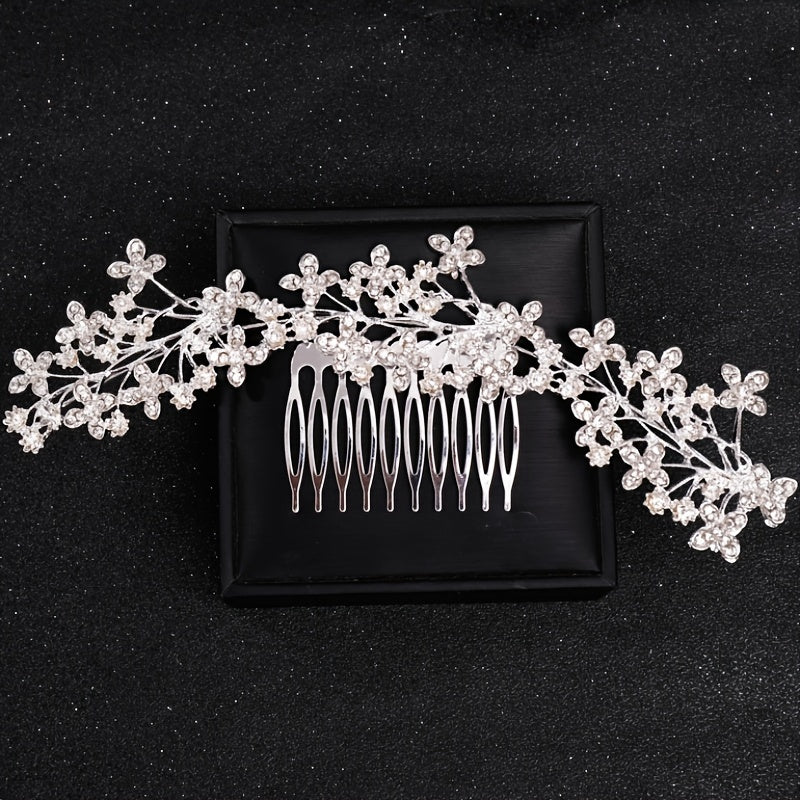 Crystal Hair Comb Clip Headband for Women Bride Rhinestone Party Prom Wedding
