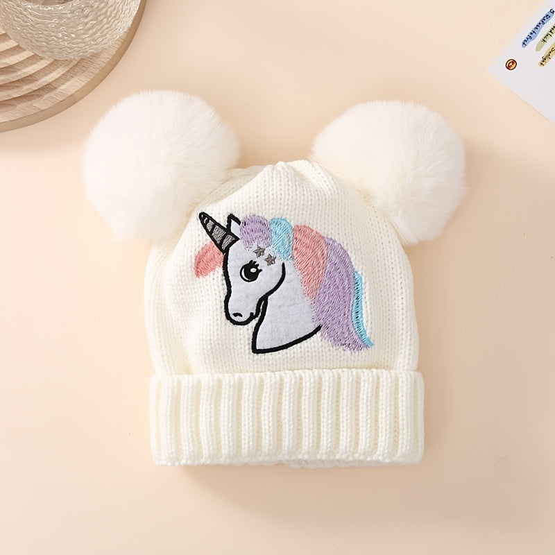 Winter Unicorn Knitted Hat for Kids, 1-3 Years, Birthday Gift